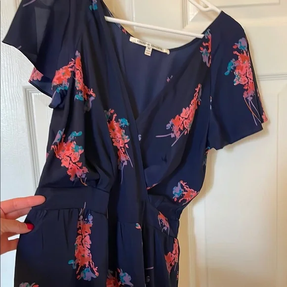 Urban Outfitters Collective Concepts Blue Floral V-Neck Dress Sz M - Picture 7 of 10